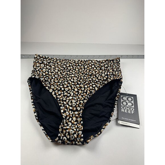 Coco Reef Bikini Bottom Women's M Brown Black Animal Print Beach Summer Swimwear - Picture 1 of 8